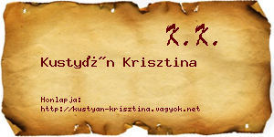 Kustyán Krisztina névjegykártya